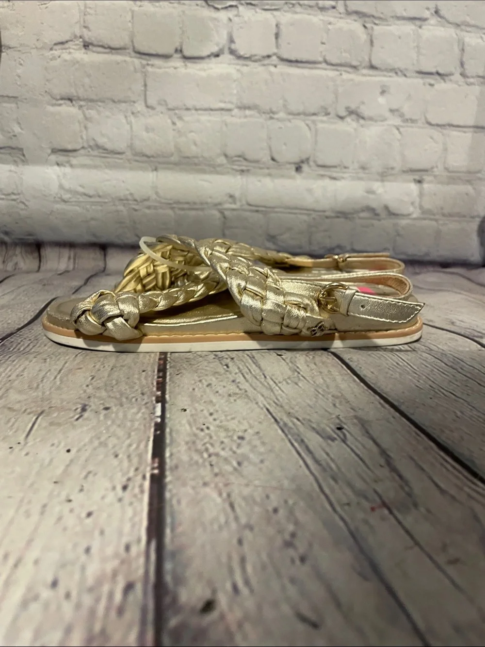 Sam Edelman Girls' Braided Metallic Gold Slingback Sandals Sz 4 NWOB